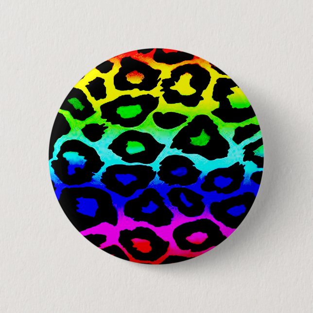 rainbow_leopard_print-altered pinback button (Front)