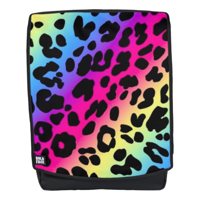 Rainbow Leopard Print Backpack (Front)