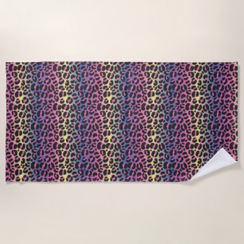 Rainbow Leopard Print Beach Towel by imaginarystory at Zazzle