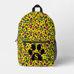 Rainbow Leopard Print Black Paw Yellow Cool Teens Printed Backpack