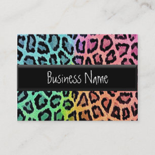 rainbow leopard print business card