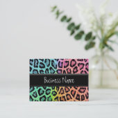 rainbow leopard print business card (Standing Front)