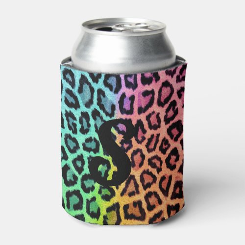 Rainbow Leopard Print Can Cooler