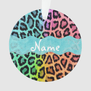 Rainbow Leopard Print Christmas Ornament
