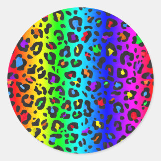 Rainbow Leopard Print Classic Round Sticker