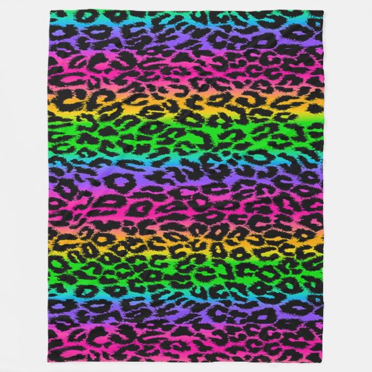 Rainbow Leopard Print Fleece Blanket