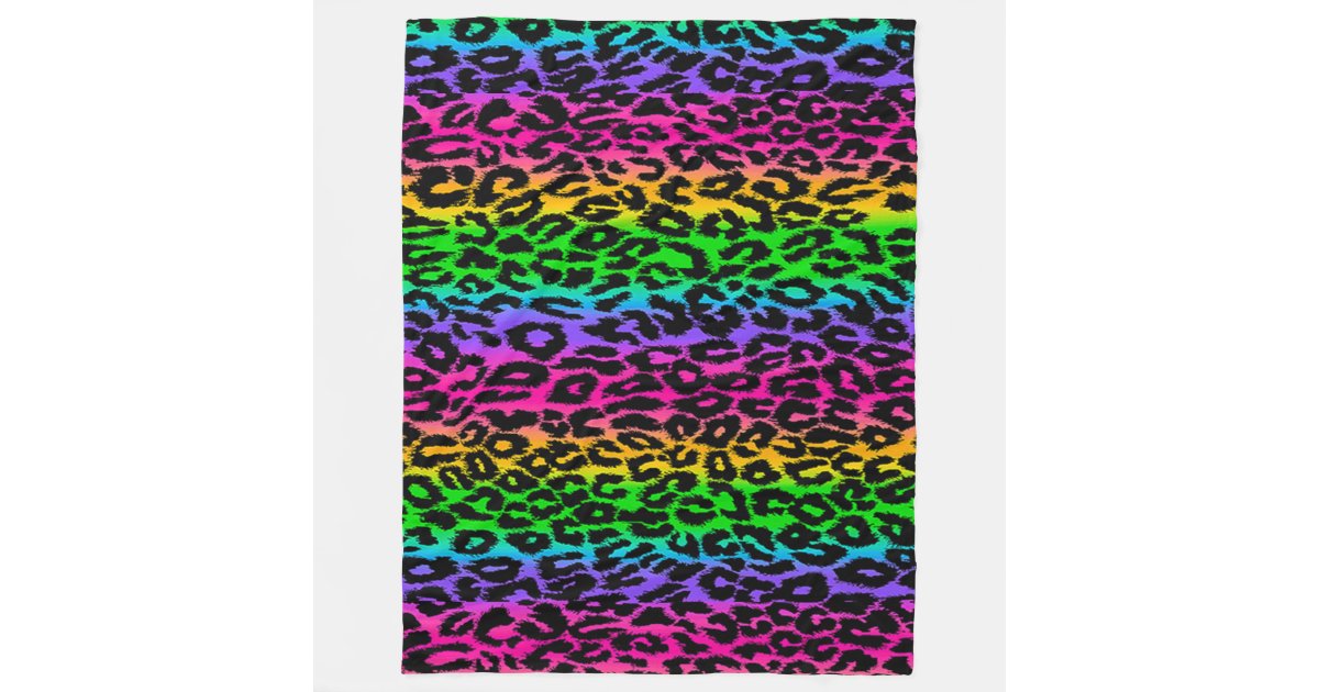 Rainbow Leopard Print Fleece Blanket Zazzle