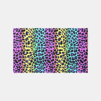 Rainbow Leopard Print Girls Room Rug