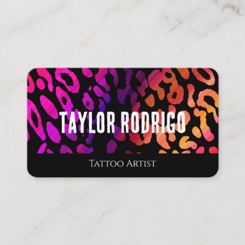 Rainbow Leopard Print Holographic Social Media  Business Card