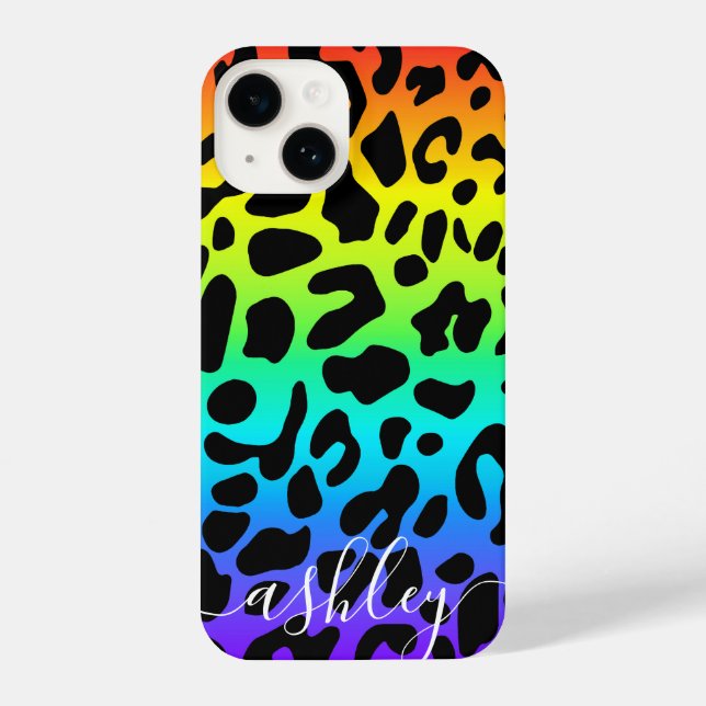 Rainbow Leopard Print iPhone Case (Back)