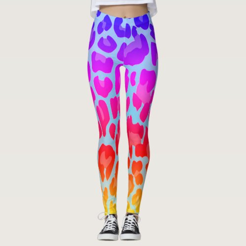 Rainbow Leopard Print Leggings