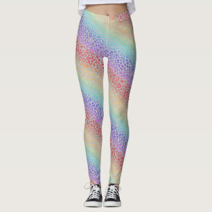 Rainbow Leopard Print Leggings   Bold Colorful