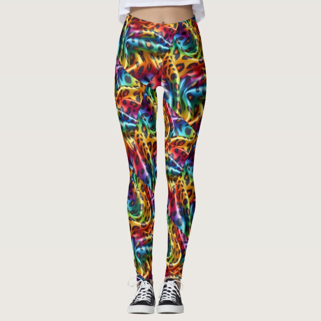 Rainbow Leopard Print Leggings | Psychedelic (Front)