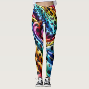 Rainbow Leopard Print Leggings   Psychedelic