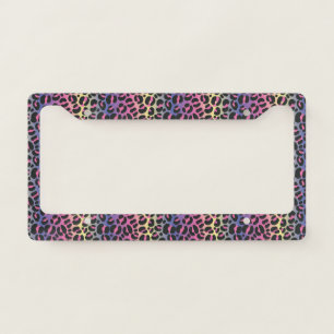 Rainbow Leopard Print License Plate Frame