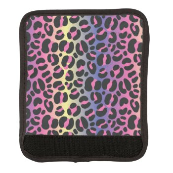Rainbow Leopard Print Luggage Handle Wrap by imaginarystory at Zazzle