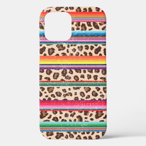 Rainbow Leopard Print Modern Girly Animal Pattern iPhone 12 Case