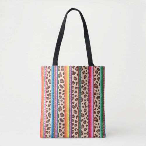 Rainbow Leopard Print Modern Girly Animal Pattern Tote Bag