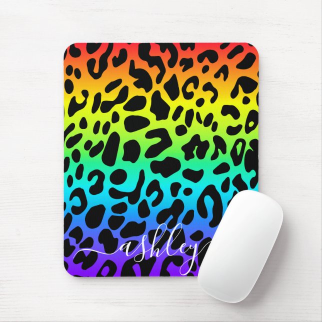 Rainbow Leopard Print Mouse Pad (With Mouse)