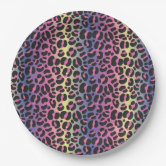 Colorful Rainbow Cheetah Seamless Pattern Paper Plates