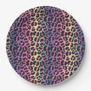 Rainbow Leopard Print Paper Plates by imaginarystory at Zazzle