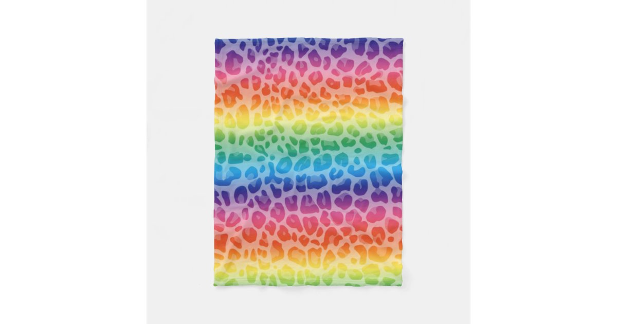 Rainbow leopard print pattern fleece blanket Zazzle