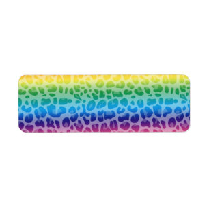 Rainbow leopard print pattern label