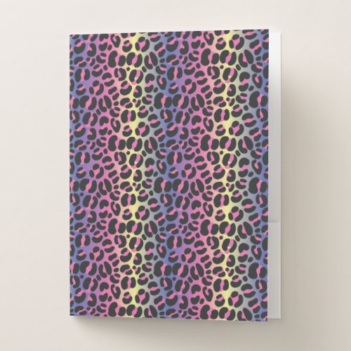 Rainbow Leopard Print Pocket Folder