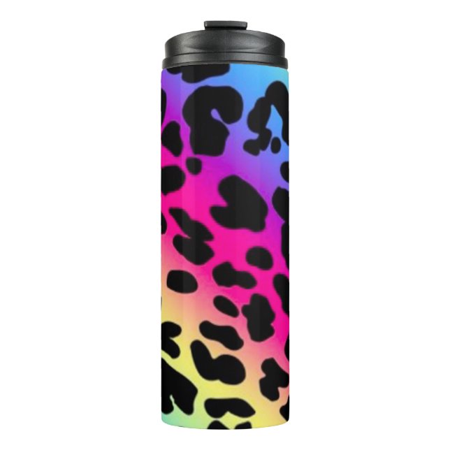 Rainbow Leopard Print Thermal Tumbler (Front)