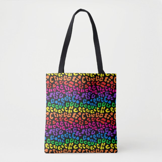 Rainbow Leopard Print Tote Bag (Front)