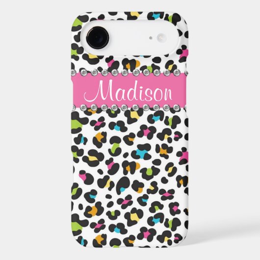 Rainbow Leopard Rhinestone Leopard BLING iPhone Case-Mate iPhone Case (Back)