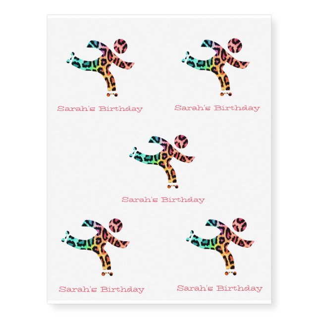 Rainbow Leopard Roller Skate Temporary Tattoos (Front)