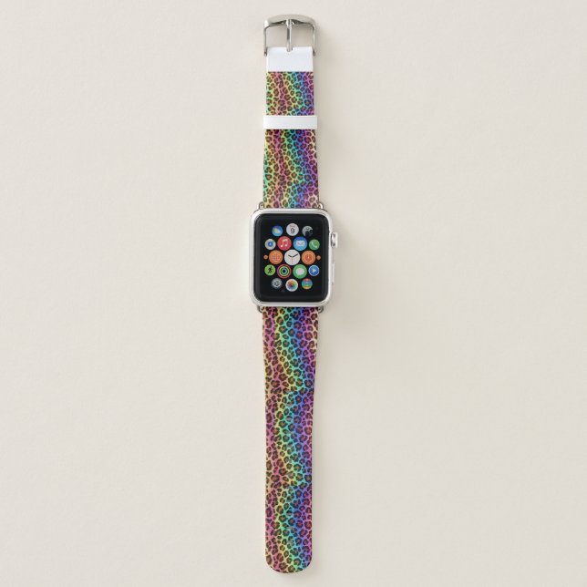 Rainbow Leopard Skin Pattern Apple Watch Band (Front)