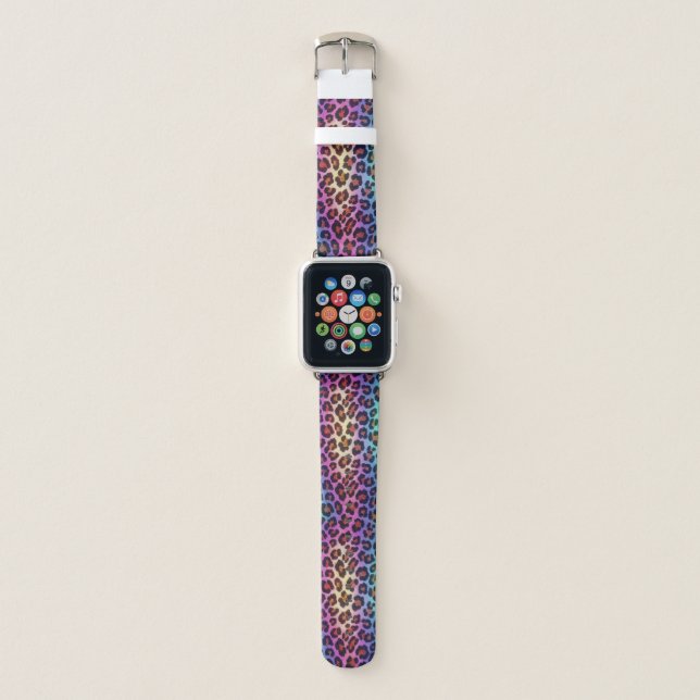 Rainbow Leopard Skin Pattern Apple Watch Band (Front)