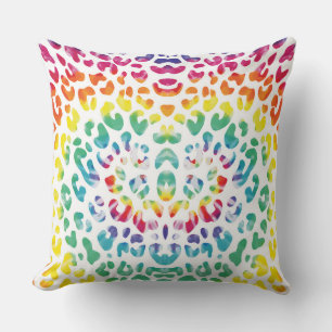 Rainbow leopard spots  throw pillow