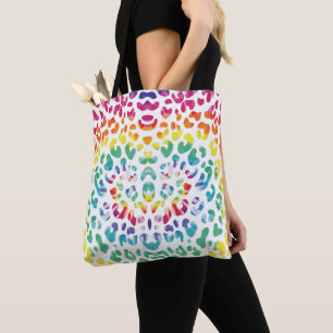 Rainbow leopard spots  tote bag