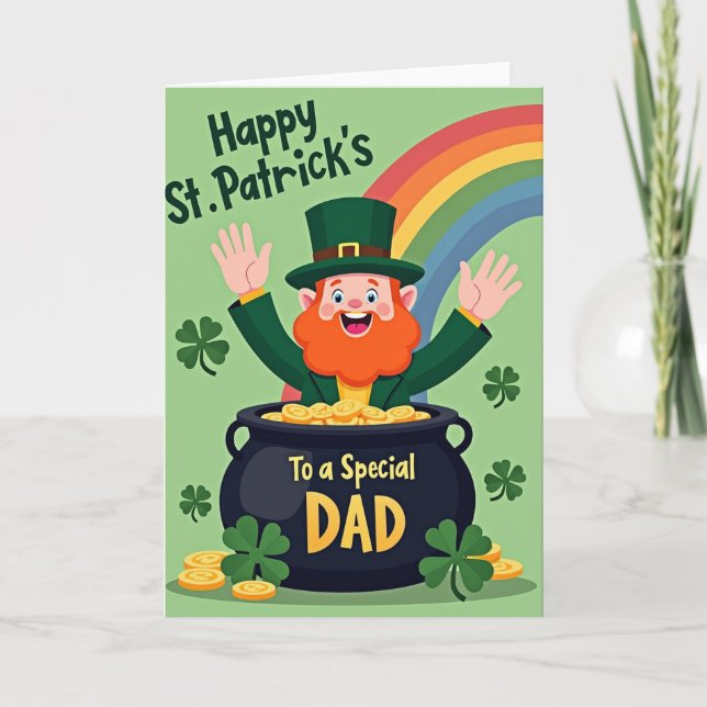 Rainbow Leprechaun Dad Card (Front)