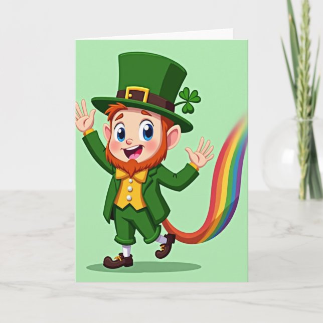 Rainbow Leprechaun Joy Card (Front)