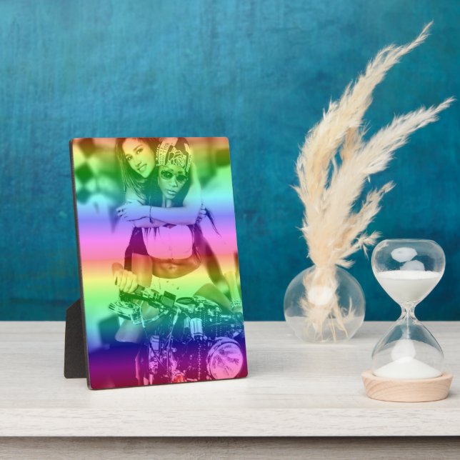 Rainbow Lesbian Pride Personalized Photo Plaque (Side)