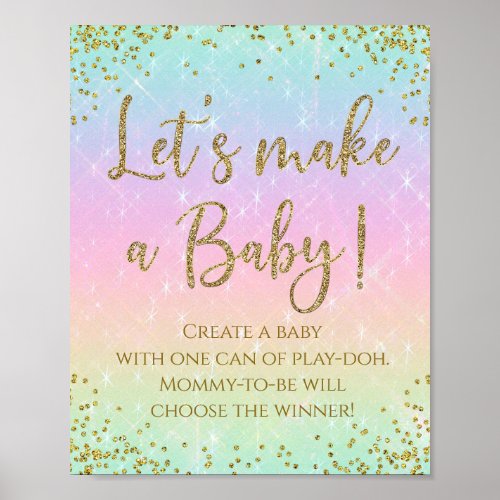 Rainbow Lets Make A Baby Baby Shower Game Poster