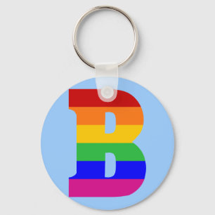 Rainbow Letter B Keychain