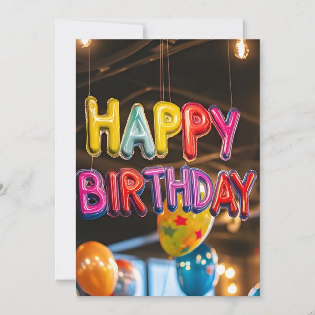 Rainbow Letter Ballons Birthday Party Invitation (Front)