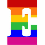 Rainbow Letter E Cutout<br><div class="desc">A simple letter of the alphabet in rainbow stripes. A perfect gift for anyone with the initial E</div>