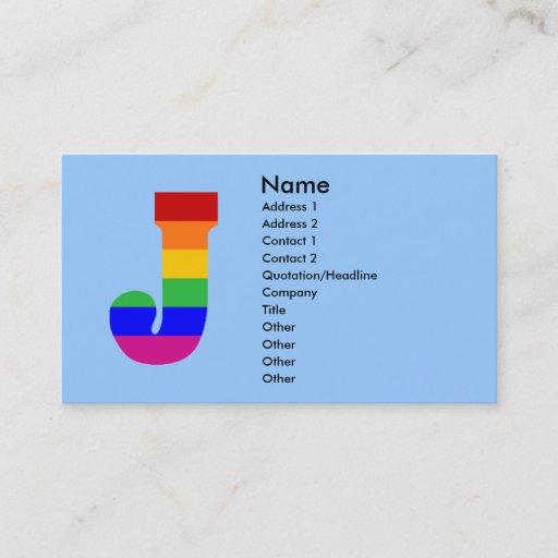 Customizable Rainbow Letter J Business Card Template