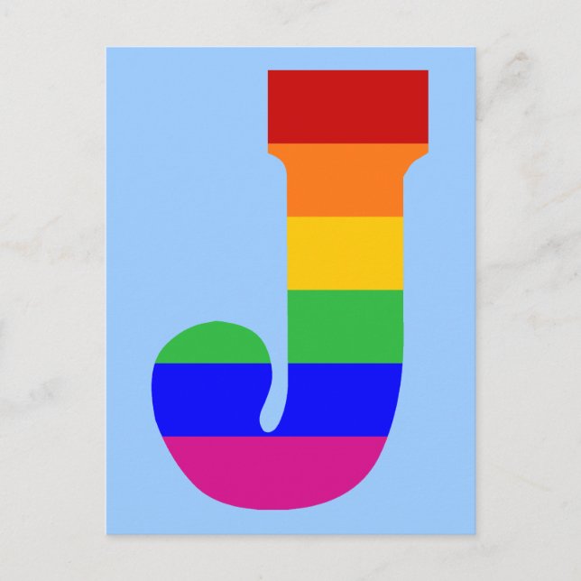 Rainbow Letter J Postcard (Front)