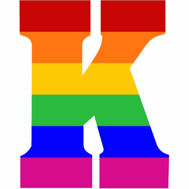 Rainbow Letter K Cutout (Front)