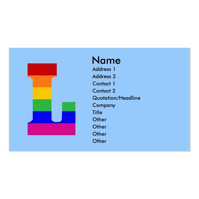 Rainbow Letter L Business Card Templates