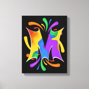 Rainbow Letter M Monogram Abstract Canvas Print