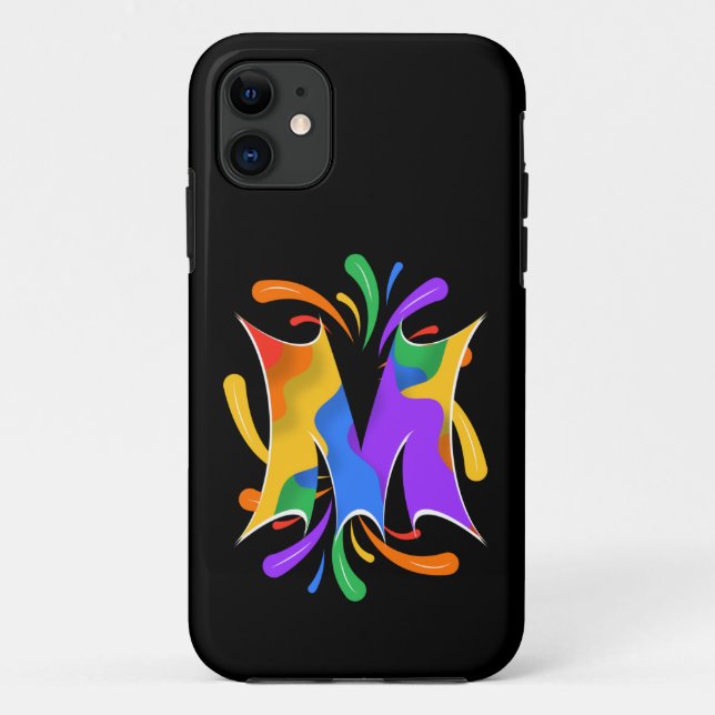 Rainbow Letter M Monogram Abstract Case-Mate iPhone Case (Back)