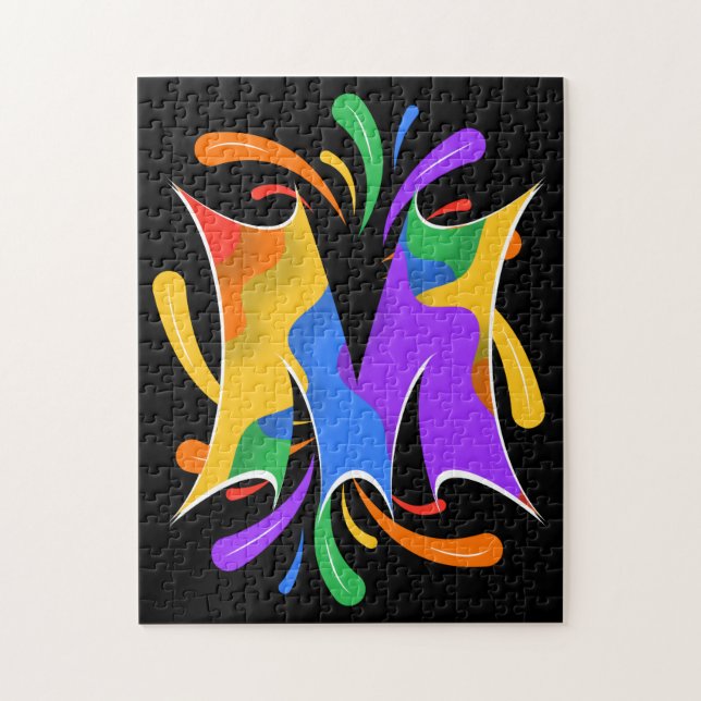Rainbow Letter M Monogram Abstract Jigsaw Puzzle (Vertical)